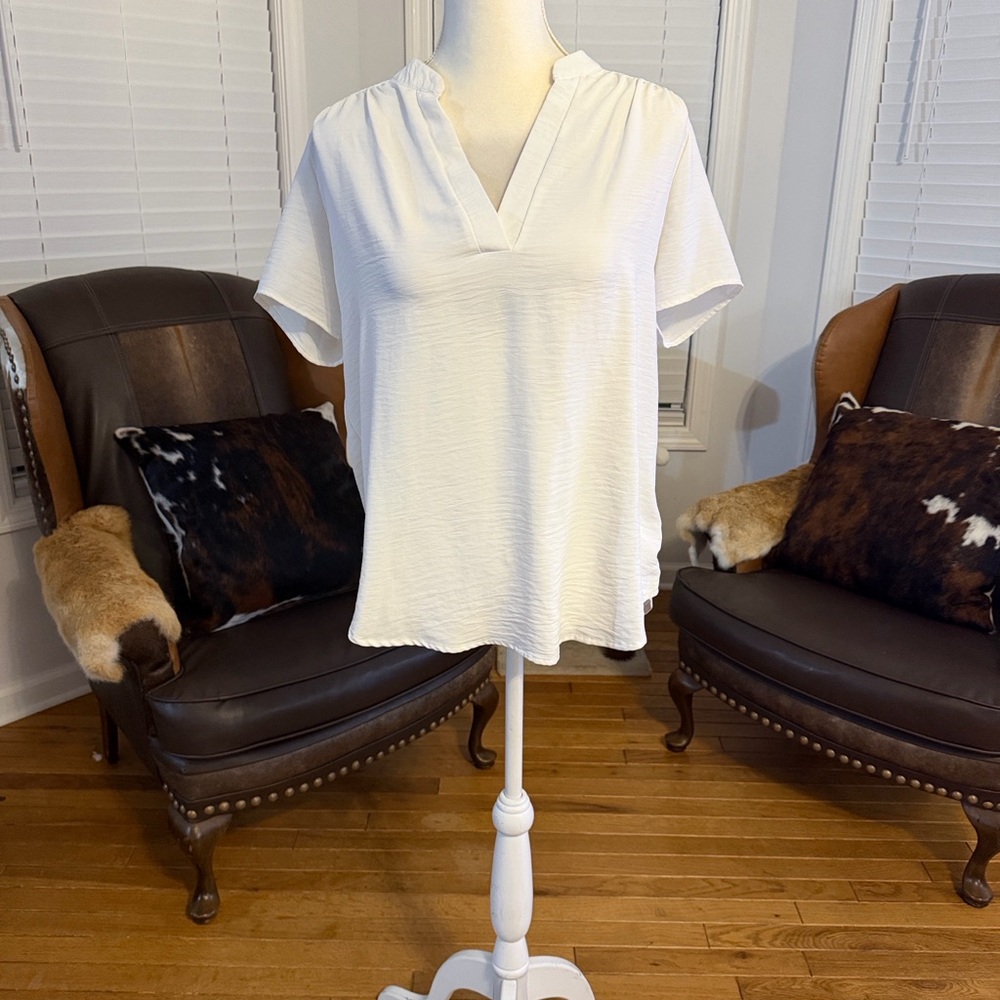Entro White V-Neck Blouse